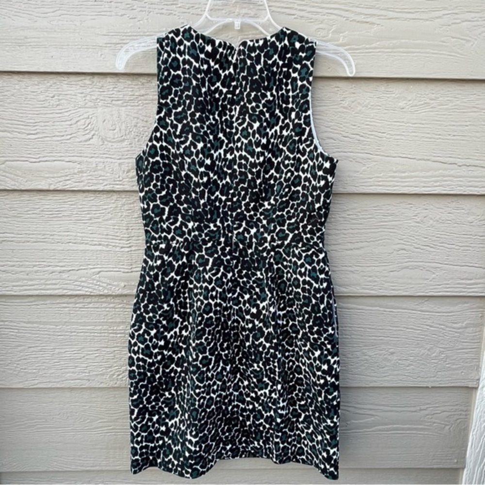 J. Crew Black Green Leopard Cheetah Animal Print Sheath Dress‎ 2 Excellent - Picture 3 of 12